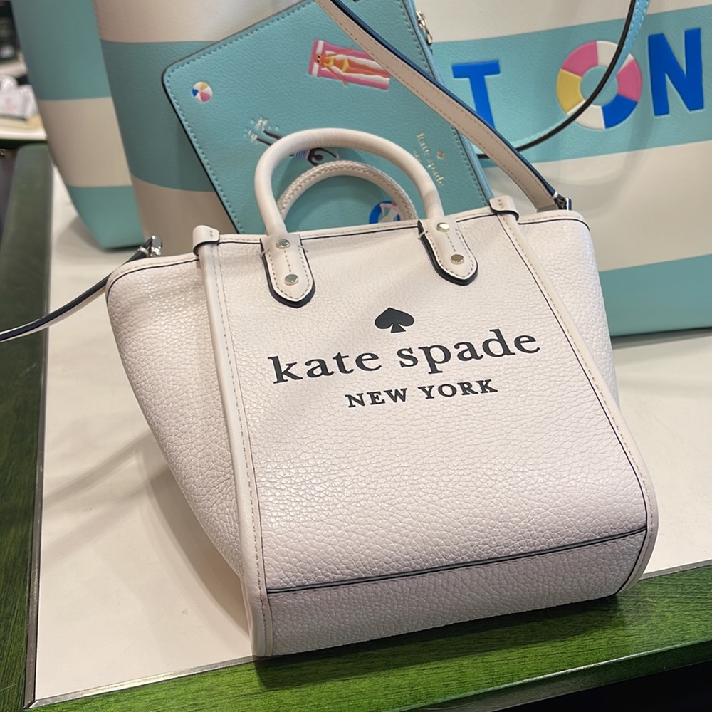Kate Spade New York Ella Mini Tote Crossbody Pebbled Leather Parchment - Picture 12 of 16
